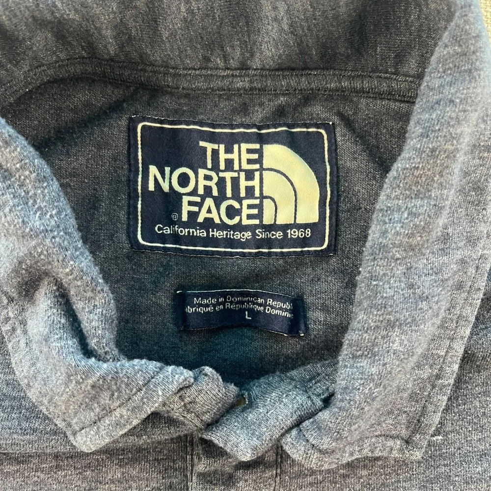 The North‎ Face Mens Heritage Polo Shirt Navy Blue Heathered Pocket A3CB Size L